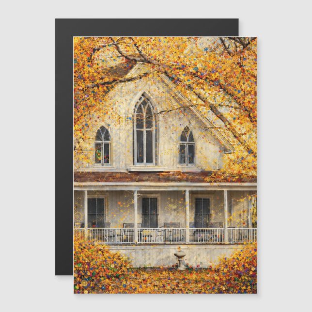 Fantasy Gothic-Revival Carpenter House Magnet Card (Frente/Verso)