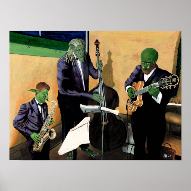 Fantasy Jazz Musicians Music Wall Art Impressão (Frente)