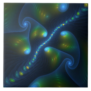 Fantasy Luzes Abstrato Azul Verde Amarelo Fractal