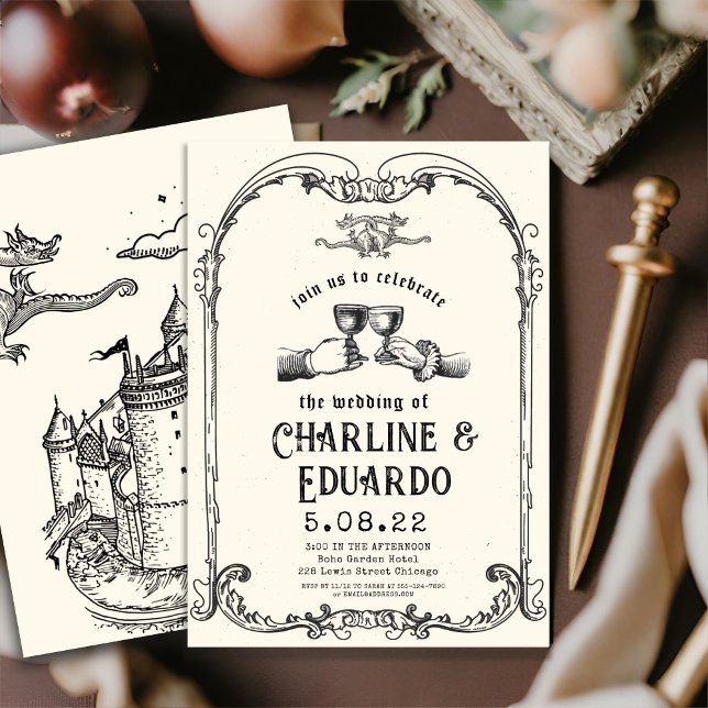 Fantasy Medieval gravando Convite de Casamento de  (Criador carregado)