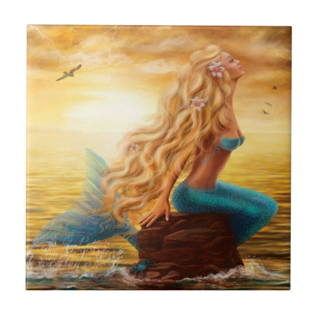 Fantasy Mermaid Cerâmica Azulejo (Frente)