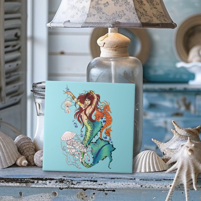 Fantasy Mermaid Teal Azulejo (Criador carregado)