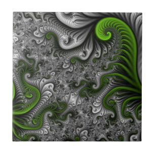 Fantasy Mundo Verde E Arte Fractal Cinza