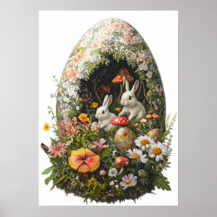 Fantasy Páscoa Floresta de Ovos Bunny Poster