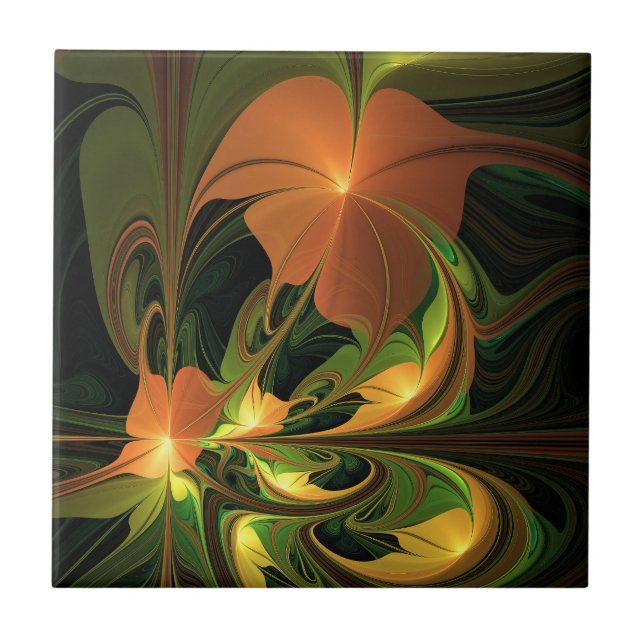 Fantasy Plant Abstrato Green Rust Brown Fractal (Frente)