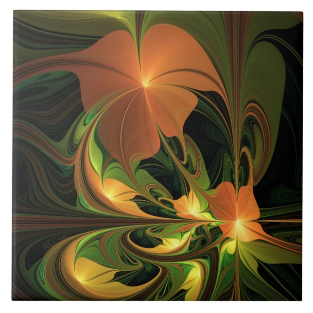 Fantasy Plant Abstrato Green Rust Brown Fractal (Frente)