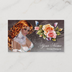Fantasy Redhead Rosa Mulher Cartão de visita 2
