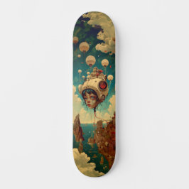 Fantasy robot ship wall art skateboard