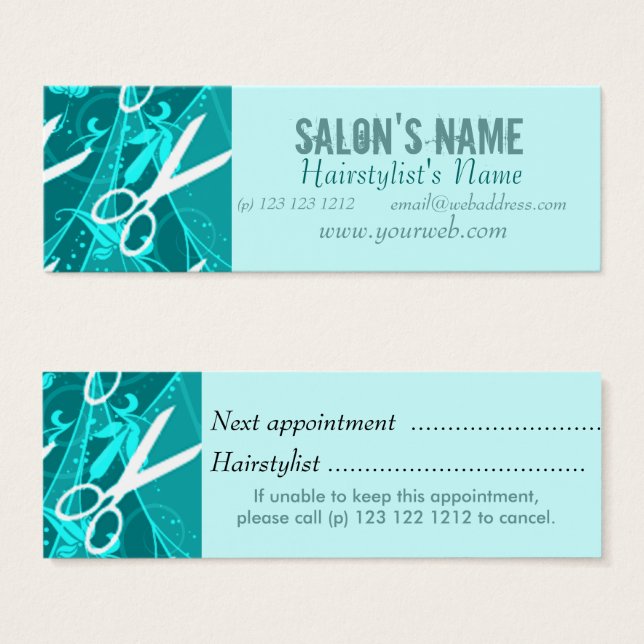 Fantasy Scissors Pattern Beleza Salon Nomeação (Frente & Verso)