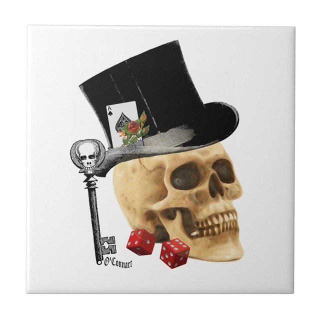 Fantasy Tatuagem do crânio do jogador gótico desig (Frente)