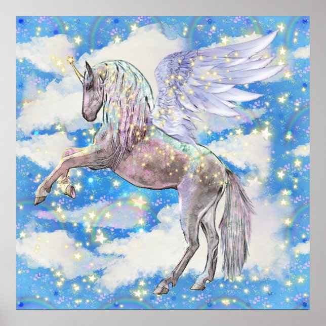 Fantasy unicorn girls room decor poster (Frente)