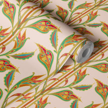 Fantasy Vine de vermelho, verde, folhas de ouro em