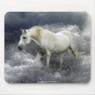 Fantasy White Horse & Ocean Surf Mousepad