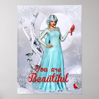 Fantasy Woman Winter You are Beauely Poster Art
