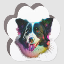 Farbenfroher Border Collie Auto Magnet