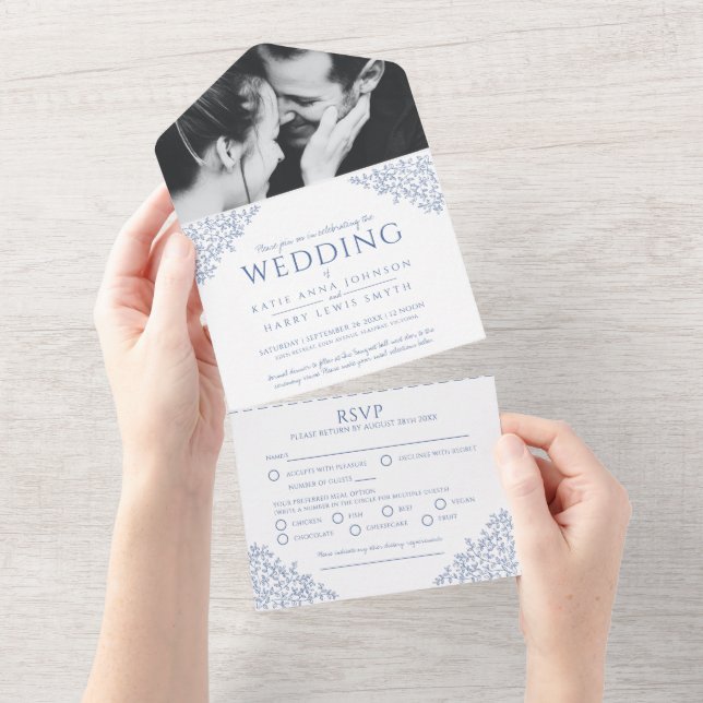 Farinha de foto azul-casada RSVP (Aba destacável)