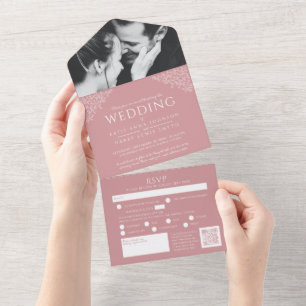 Farinha de foto rosa branca RSVP casamento QR