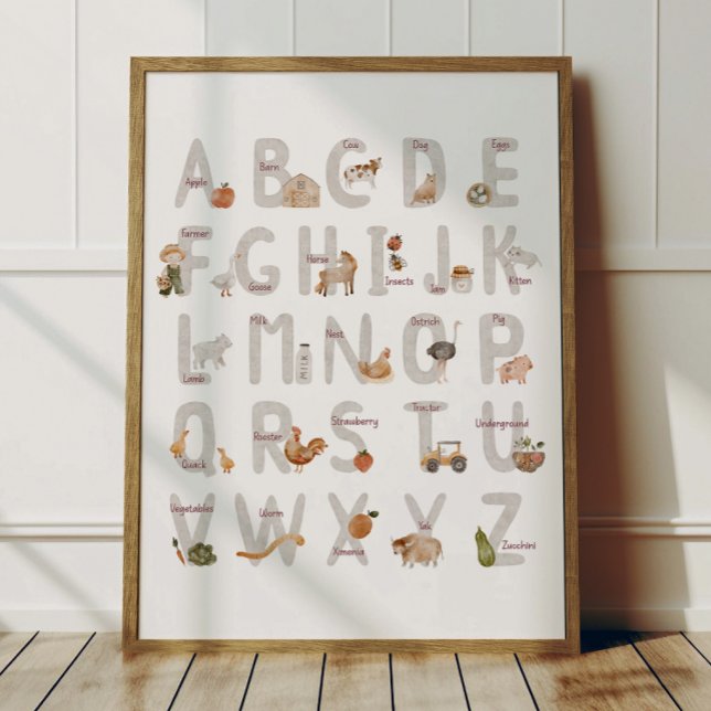 Farm Alphabet ABC Poster Kids Room Decor (Criador carregado)