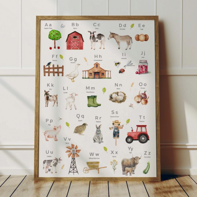 Farm Animal Alphabet ABC Poster Kids Room Decor (Criador carregado)