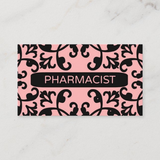 Farmacêutico Peach Damask Cartão de visita (Frente)