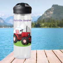 Farmário de Cartoons de Cartoon Rosa-Trator Vermel