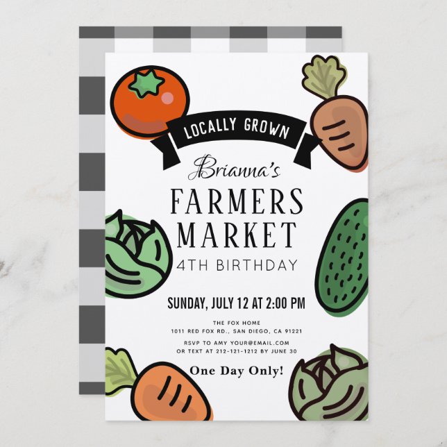 Farmers Market Kraft Paper Convite Aniversário (Frente/Verso)