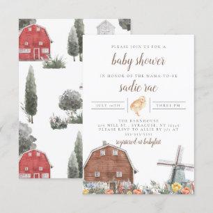 Farmhouse Barn Yard Boho Chá de fraldas Convite