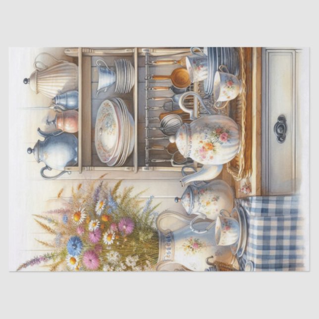 Farmhouse Café Pote e Papel Tecido de Flores Selva (Frente )