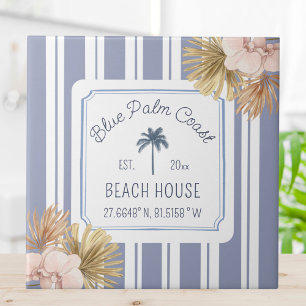 Farmhouse do Boho Coaster da Beach House Blue Stri