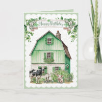 Farmhouse Irlandês | Barn Verde | Cartão de Aniver
