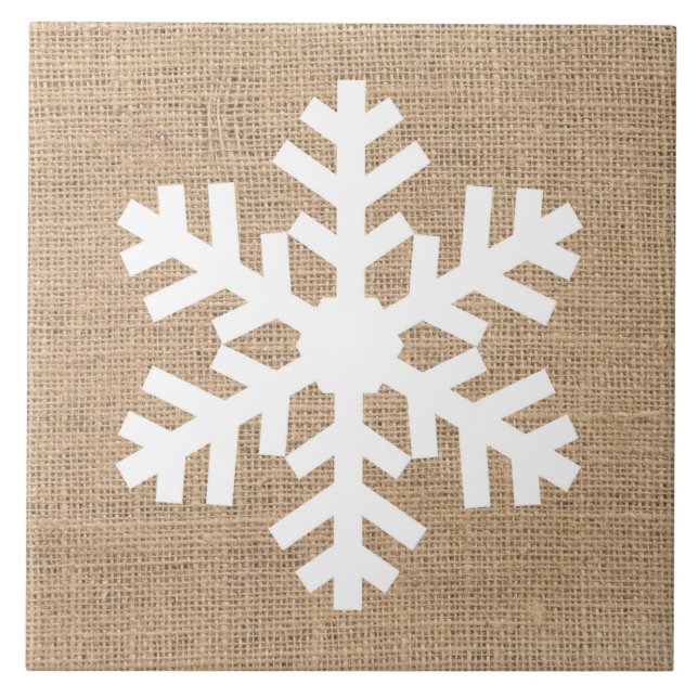 Farmhouse Moderno Natal Floco de Neve Burlap Russo (Frente)