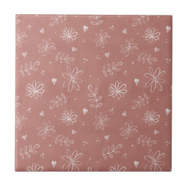 Farmhouse Pink Maut Floral Azulejo Cerâmico