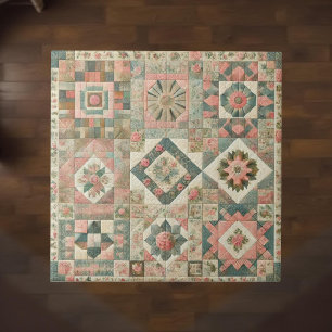 Farmhouse Rustic Sage Green Patchwork Quilt Floral