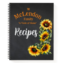 Farmhouse Sunflower Black Chalkboard Receita Espir