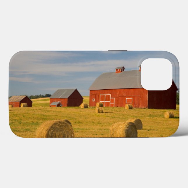 Farms | Red Barns Near Hay Bales (Verso (horizontal))