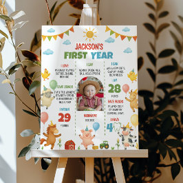 Farmyard Animal First Year Photo Milestone Poster
