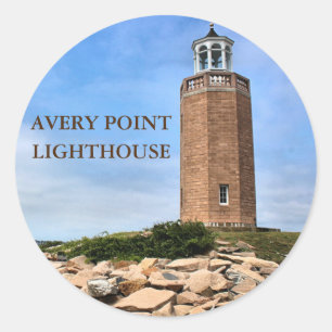 Farol Avery Point, Adesivos Redondos de Connecticu