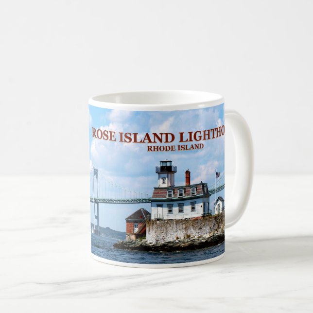 Farol cor-de-rosa da ilha, Rhode - caneca da ilha (Frente Esquerda)