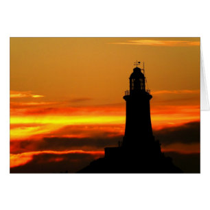 farol Corbiere ao pôr do sol cartão Jersey