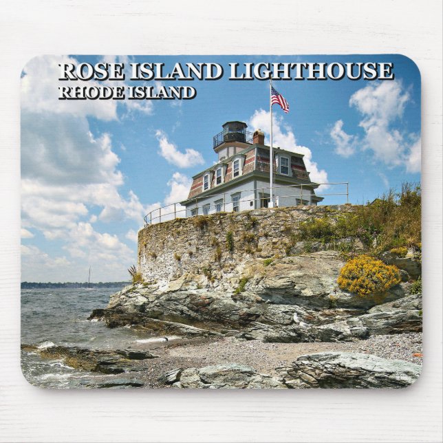 Farol da Ilha de rosa, Rhode Island Mousepad (Frente)
