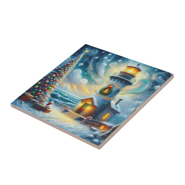 Farol de Árvore de Natal Azul Costeiro Náutico (Lateral)