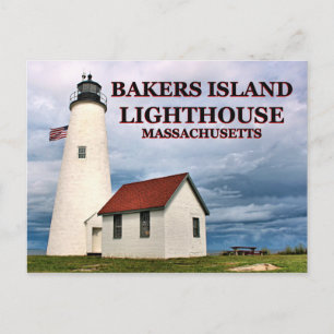 Farol de Bakers Island, cartão postal de Massachu