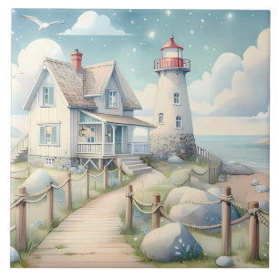 Farol de Dreamy Pastel pelo Mar Personalizável