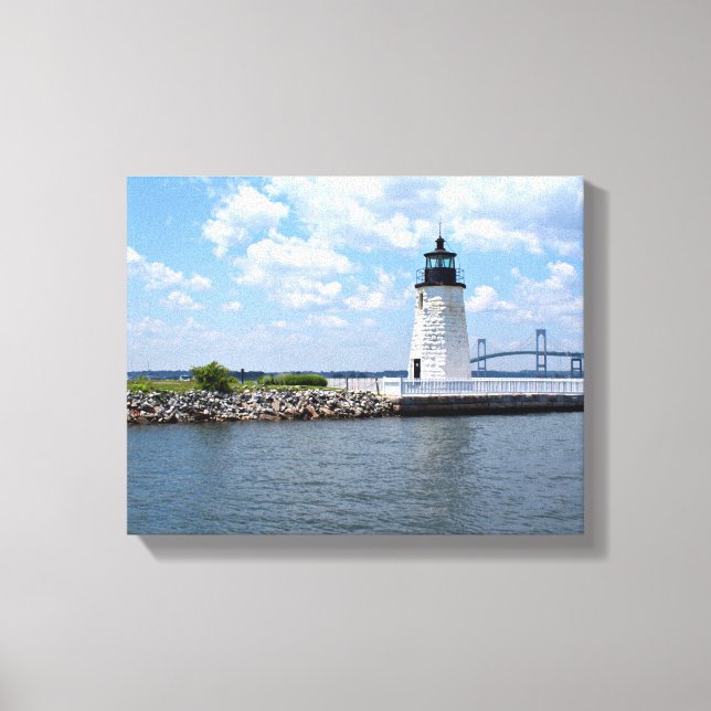 Farol de Goat Island, Rhode Island Canvas Print (Frente)