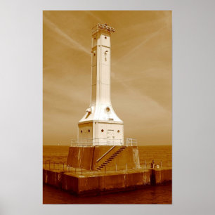Farol de Huron sepia impressão