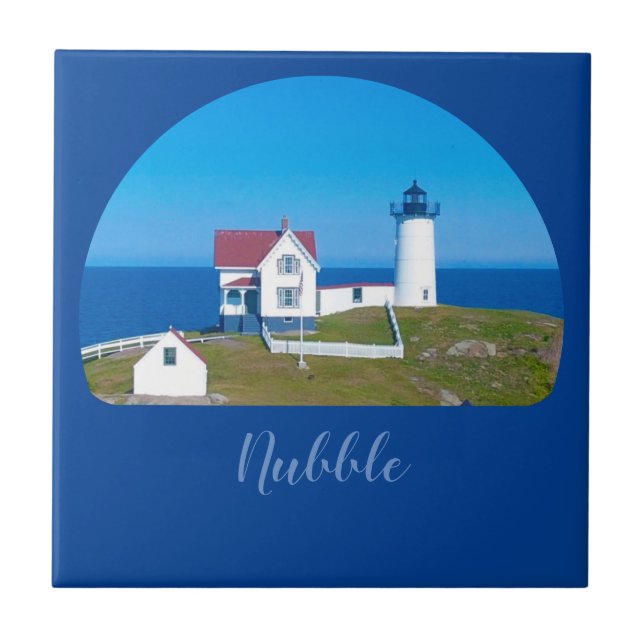 Farol de Maine de Horizonte Azul Claro Nubble (Frente)