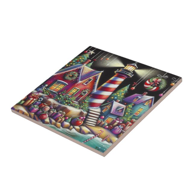 Farol de Natal Whimsical Vermelho Rosa Púrpura (Lateral)