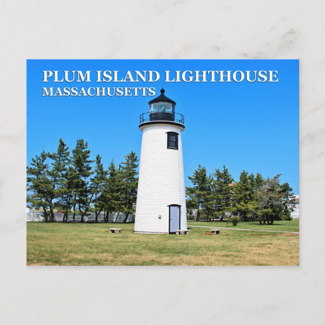 Farol de Plum Island, cartão postal de Massachuset (Frente)