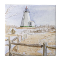 Farol de Plymout Aquarela