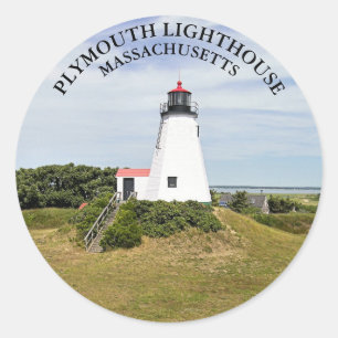 Farol de Plymouth, Massachusetts Adesivos Redondos